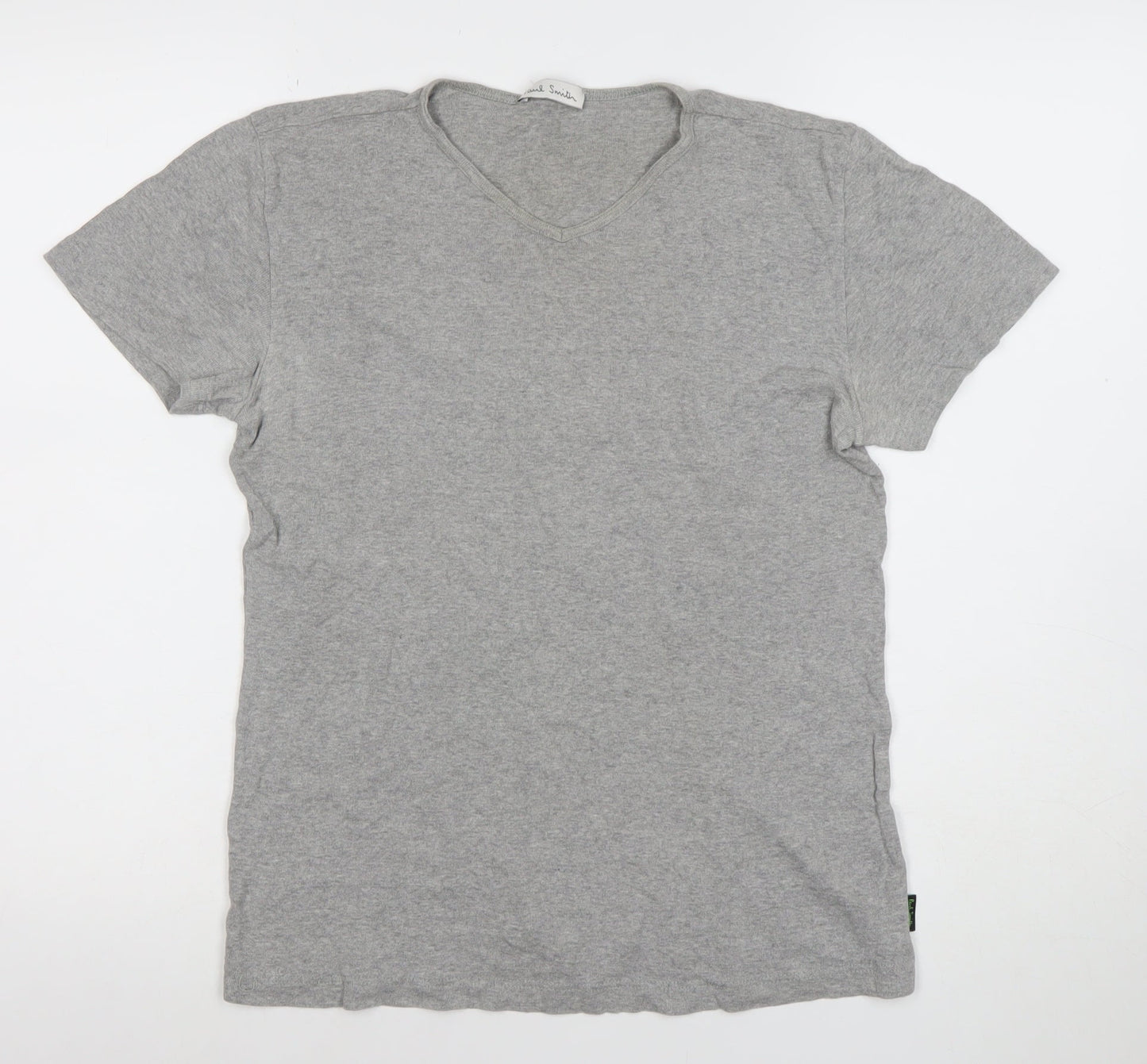 Paul Smith Women Grey Basic V-Neck Cotton T-Shirt L