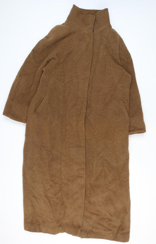 Marks and Spencer Women's Brown Wool Blend Long Overcoat UK 14