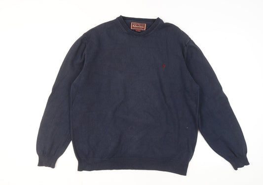 Marlboro Classics Men's Blue 2XL Cotton Crew Neck Pullover Jumper