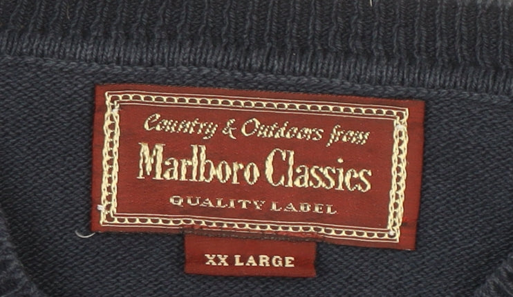 Marlboro Classics Men's Blue 2XL Cotton Crew Neck Pullover Jumper