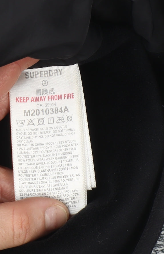 Superdry Men's Grey XS Hooded Puffer Jacket with Zip Pockets