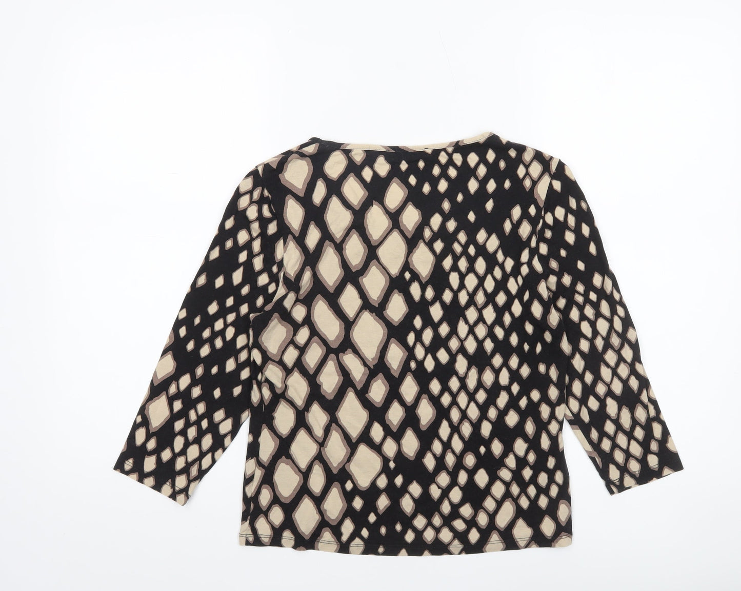 Precis Women’s Beige Geometric Jersey Top Size S Viscose 3/4 Sleeve