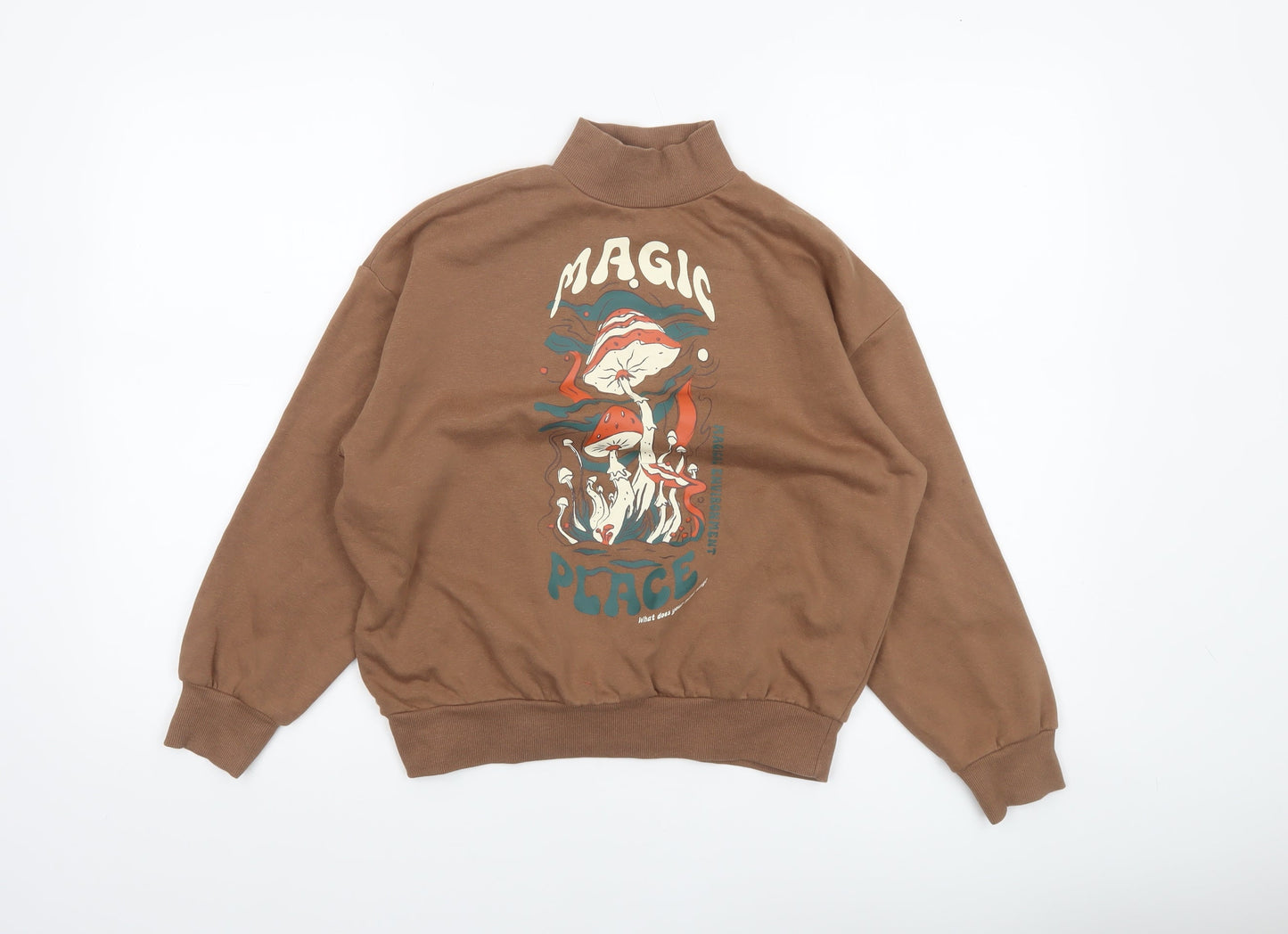 Destination Girls Brown Graphic High Neck Pullover Sweatshirt 9-10 Years