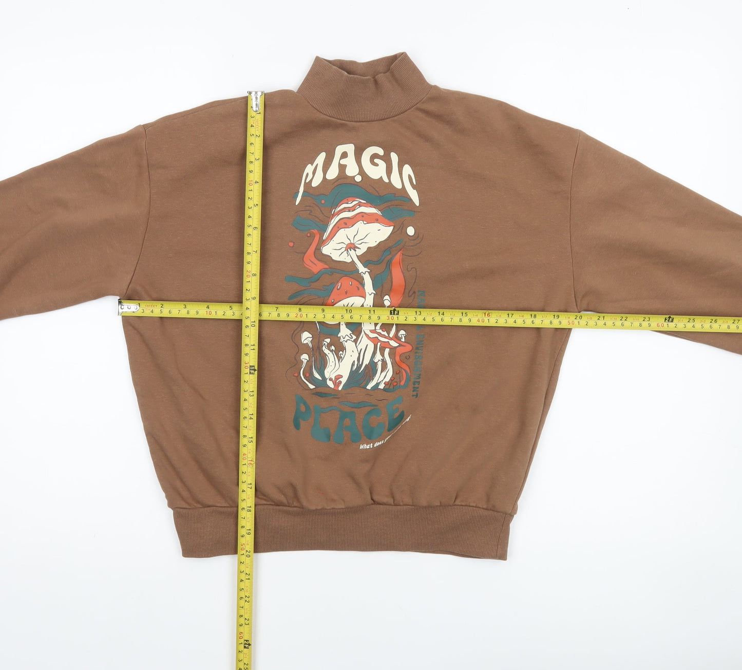 Destination Girls Brown Graphic High Neck Pullover Sweatshirt 9-10 Years