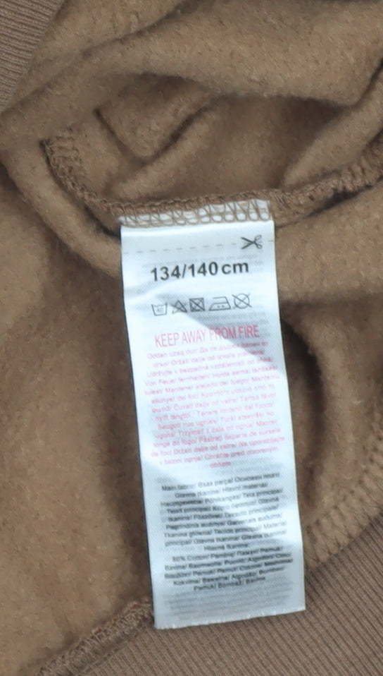 Destination Girls Brown Graphic High Neck Pullover Sweatshirt 9-10 Years