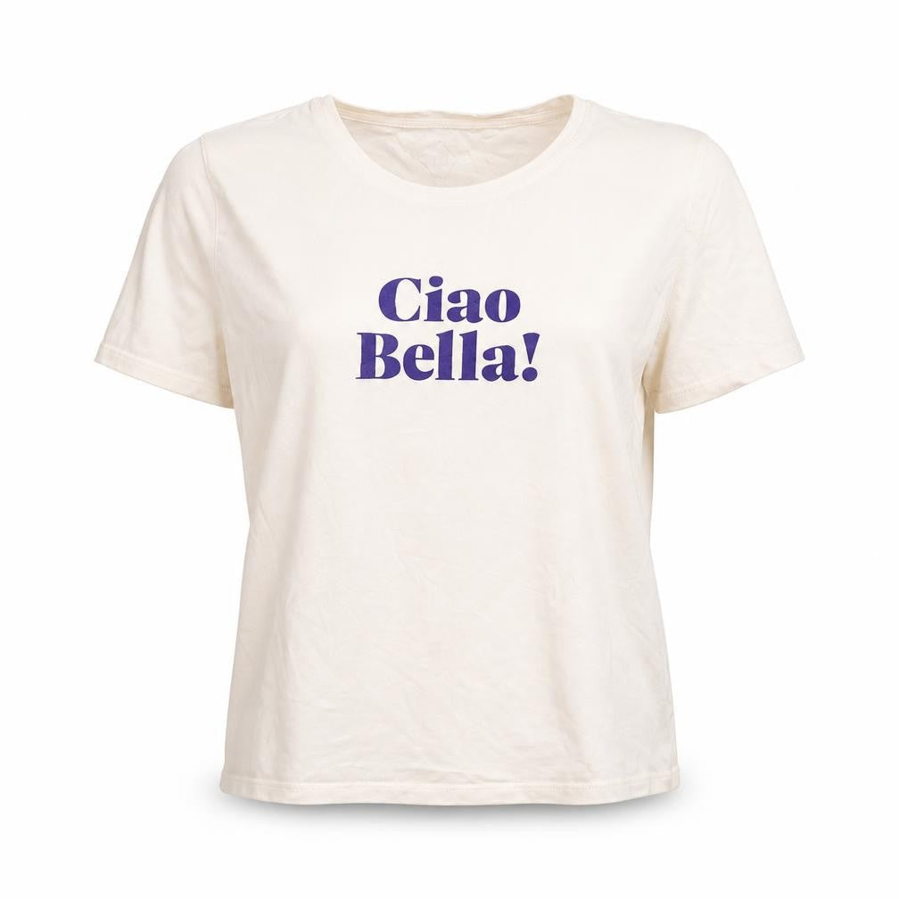 TEX Women's Ivory 'Ciao Bella!' Cotton T-Shirt Medium