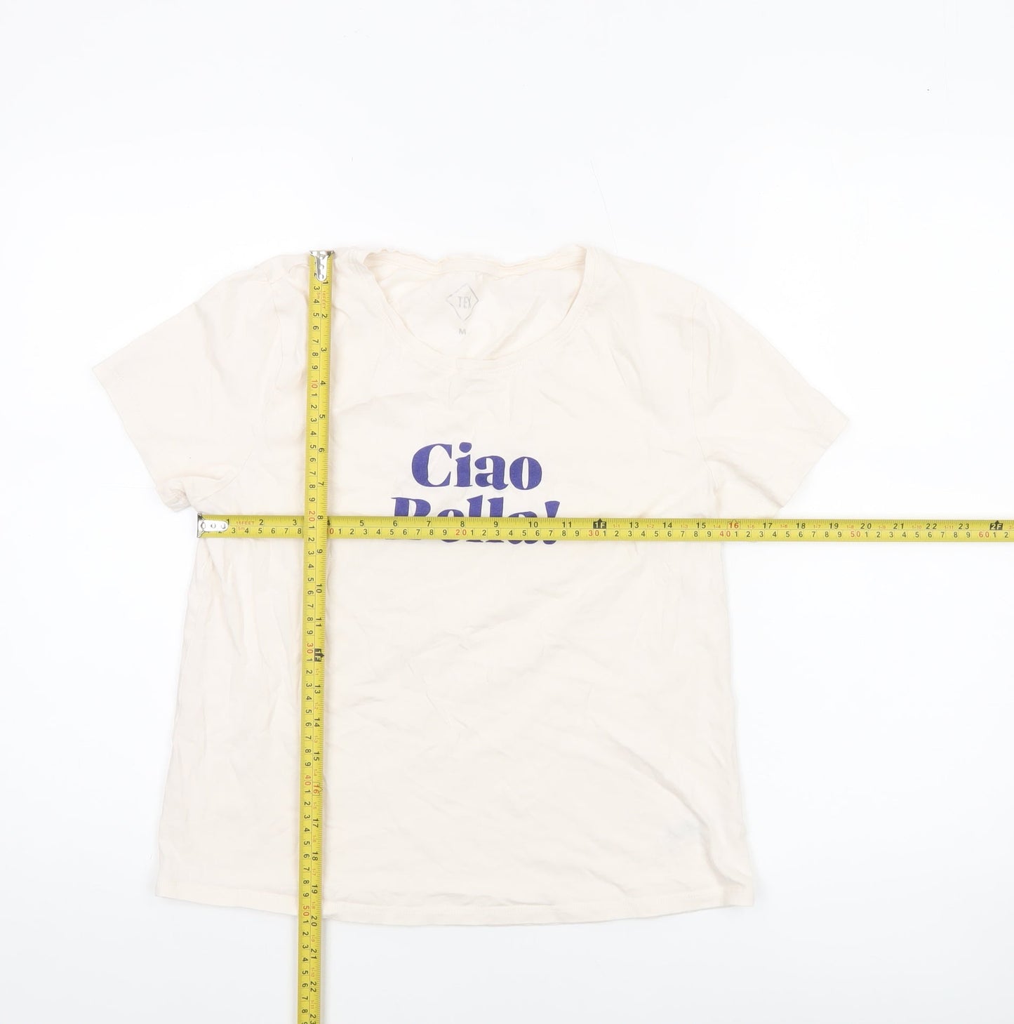 TEX Women's Ivory 'Ciao Bella!' Cotton T-Shirt Medium