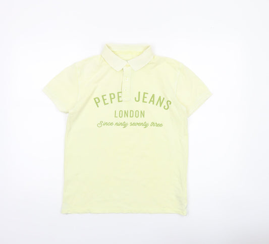Pepe Jeans Teens Yellow Collared Cotton Polo Shirt Size S