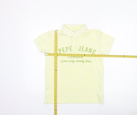 Pepe Jeans Teens Yellow Collared Cotton Polo Shirt Size S
