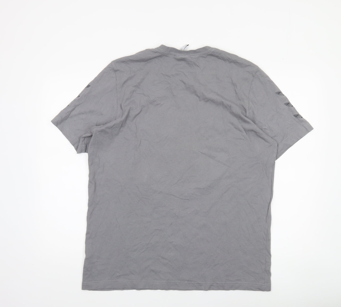 Adidas Men's Grey L Trefoil Logo Sports Graphic T-Shirt