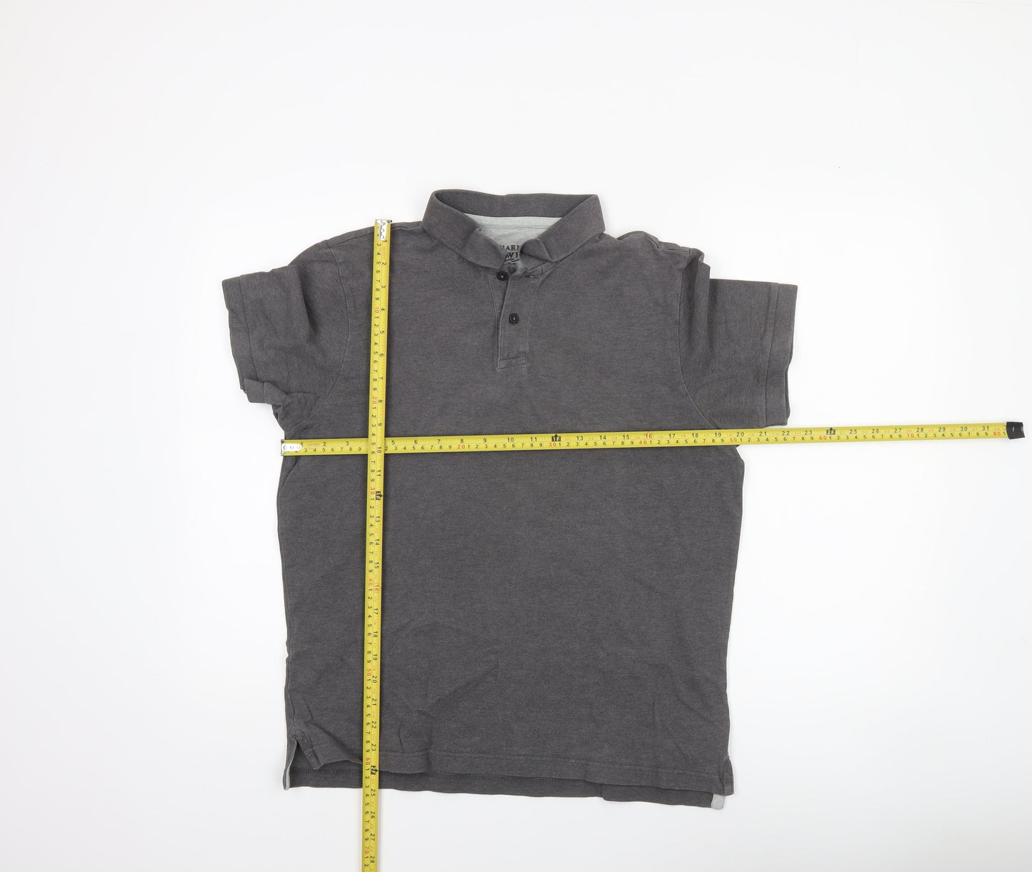 Charles Tyrwhitt Men's Grey Cotton Short Sleeve Polo Shirt M
