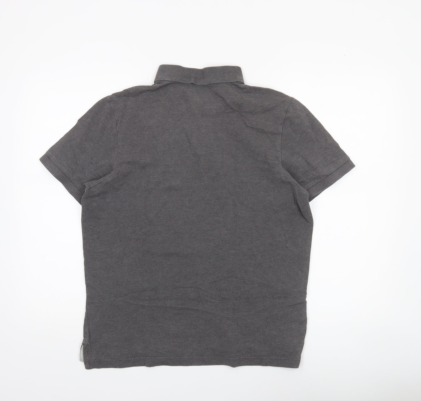Charles Tyrwhitt Men's Grey Cotton Short Sleeve Polo Shirt M