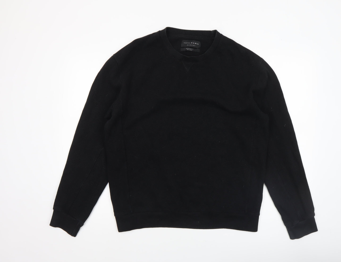 Zara Men’s Black XL Cotton Crew Neck Pullover Sweatshirt