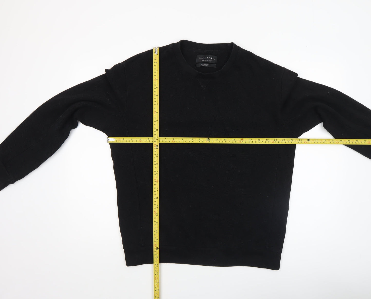 Zara Men’s Black XL Cotton Crew Neck Pullover Sweatshirt