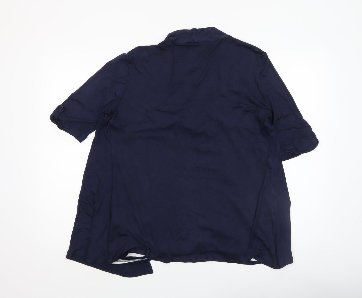 George Women Navy Blue Striped Tunic Blouse UK 14 Viscose Blend
