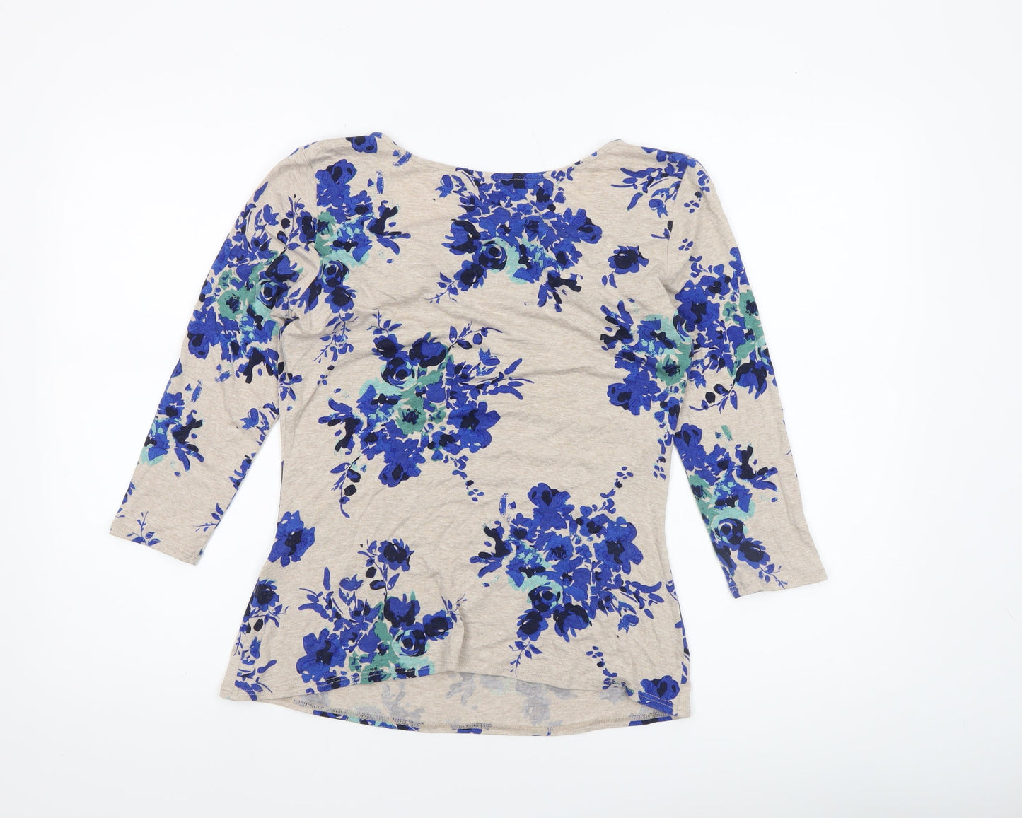 Phase Eight Women's Beige Blue Floral Tunic Top Size 12