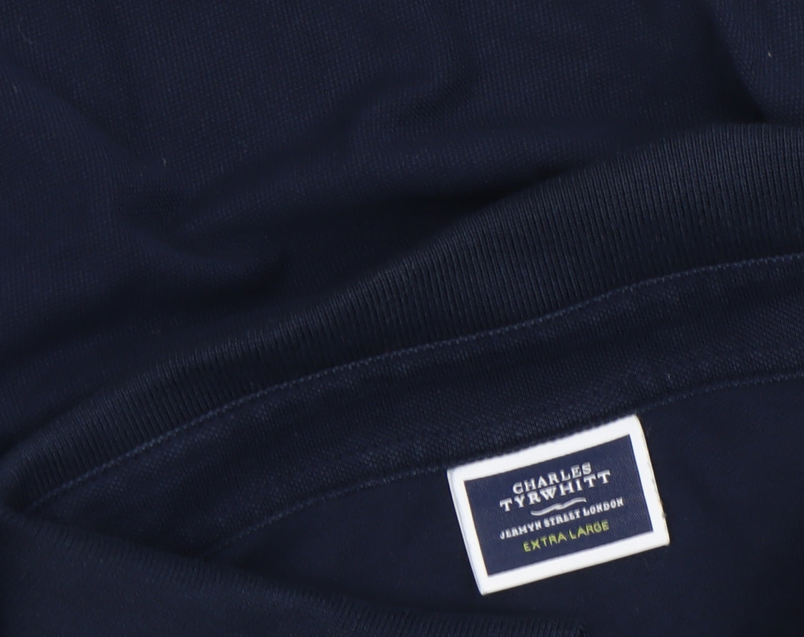 Charles Tyrwhitt Men's Blue Cotton Stretch Polo Shirt XL