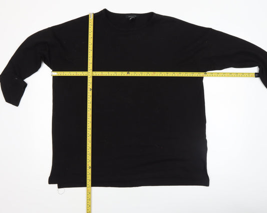 New Look Women Black Pullover Jumper M Crew Neck Long Sleeve Knit