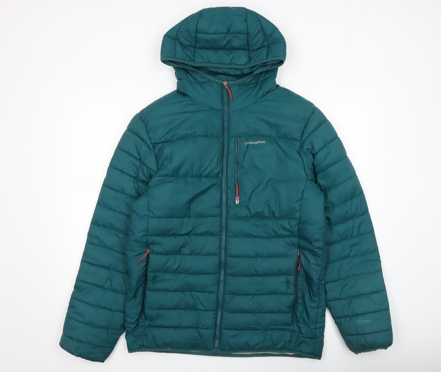 Craghoppers Mens Green Hooded Puffer Jacket Size M Warm Winter Outdoor