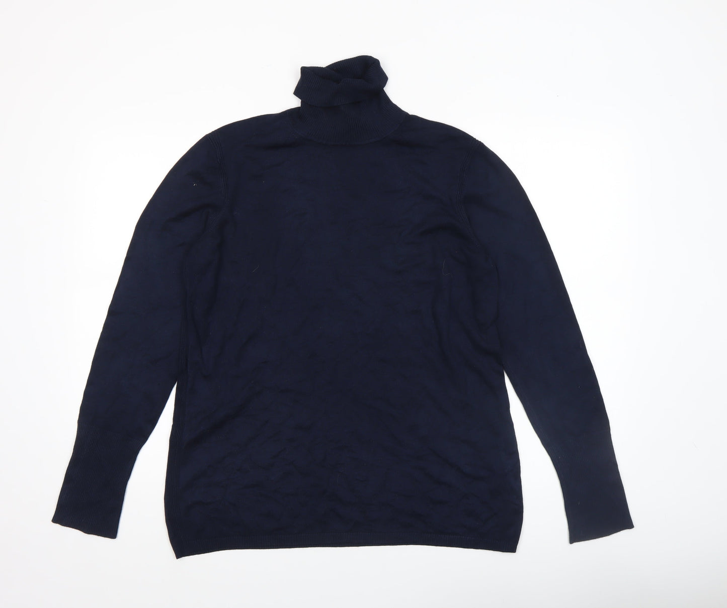 Esprit Women Navy Blue XL Roll Neck Long Sleeve Jumper