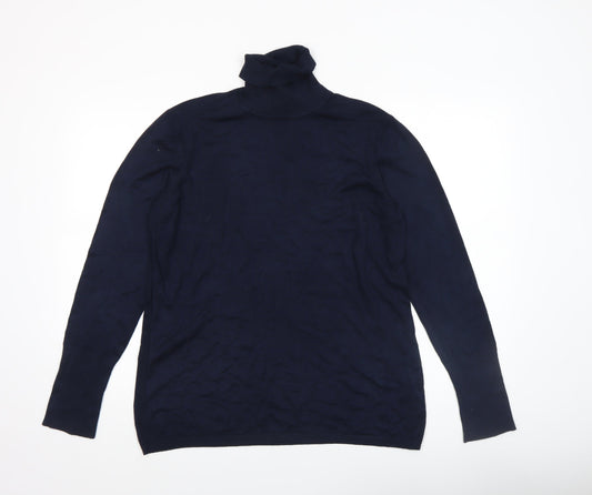 Esprit Women Navy Blue XL Roll Neck Long Sleeve Jumper
