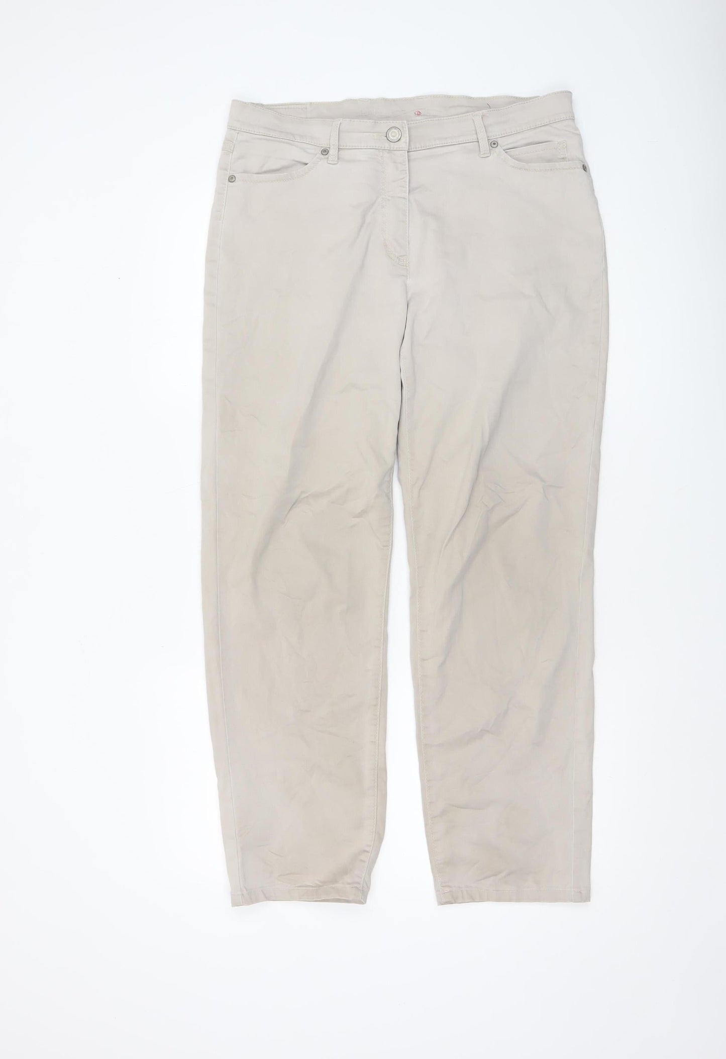 Toni Dress Women’s Beige Chino Stretch Trousers Size 16 Regular Fit