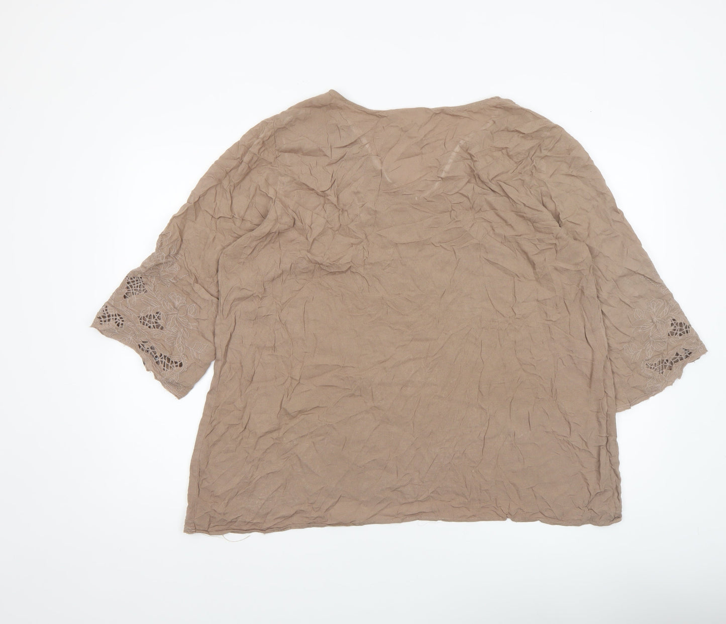 Forgotten Grace Women’s Beige Embroidered Tunic Blouse 2XL Rayon