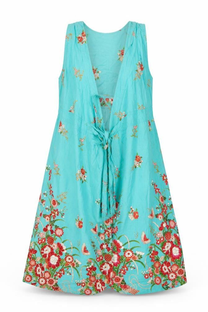 Uttam London Women's Blue Floral Cotton A-Line Dress M