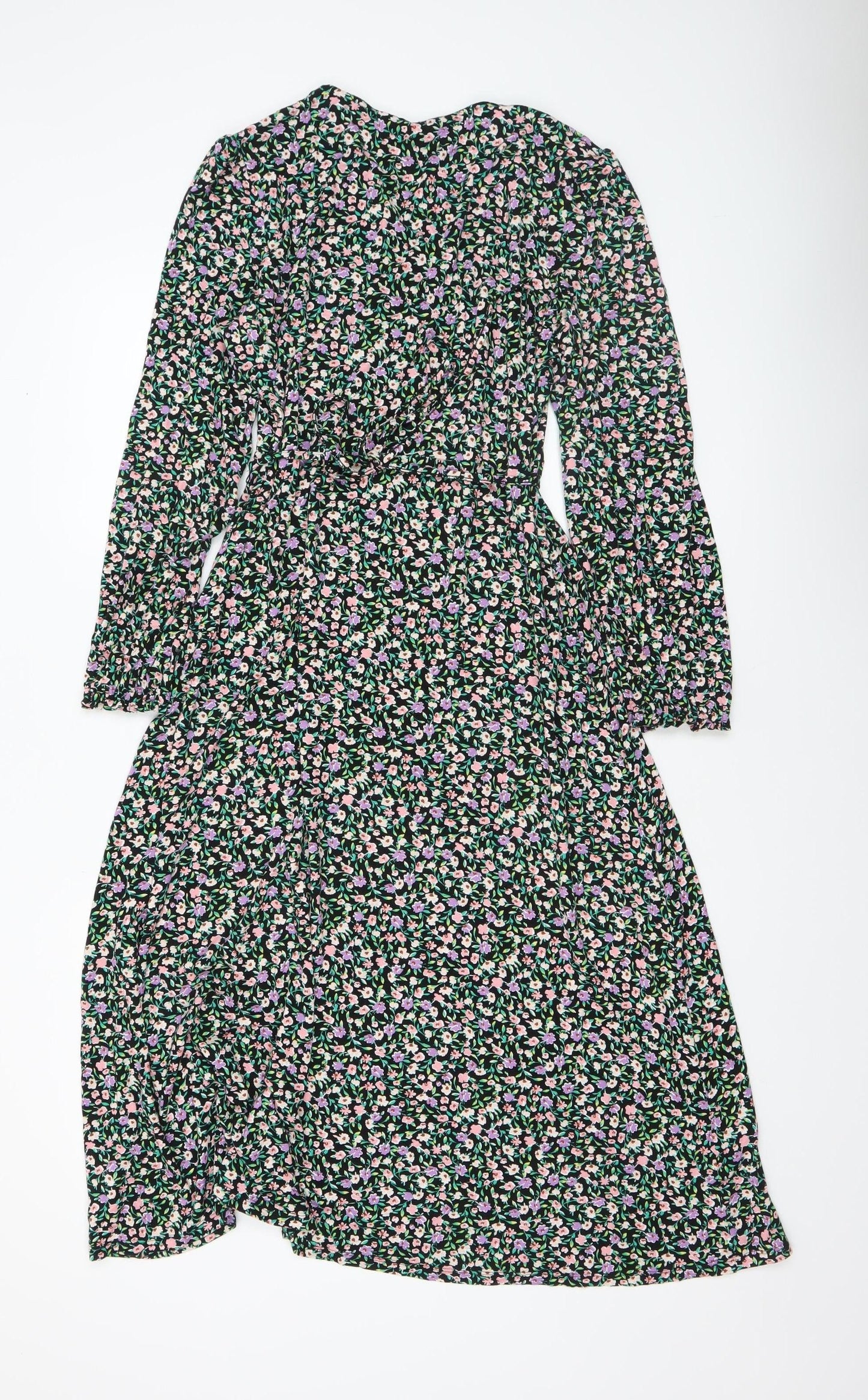 Marks and Spencer Womens Multicoloured Floral Midi Fit & Flare Dress Size 14