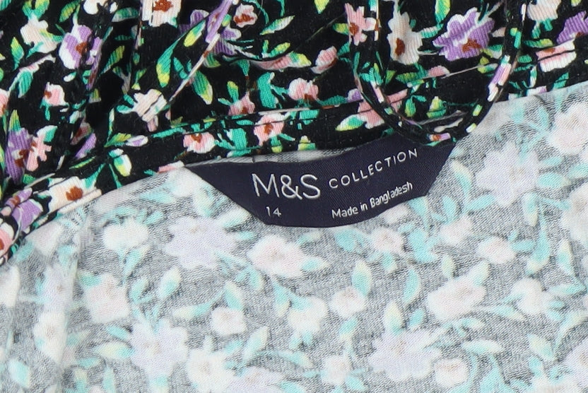 Marks and Spencer Womens Multicoloured Floral Midi Fit & Flare Dress Size 14