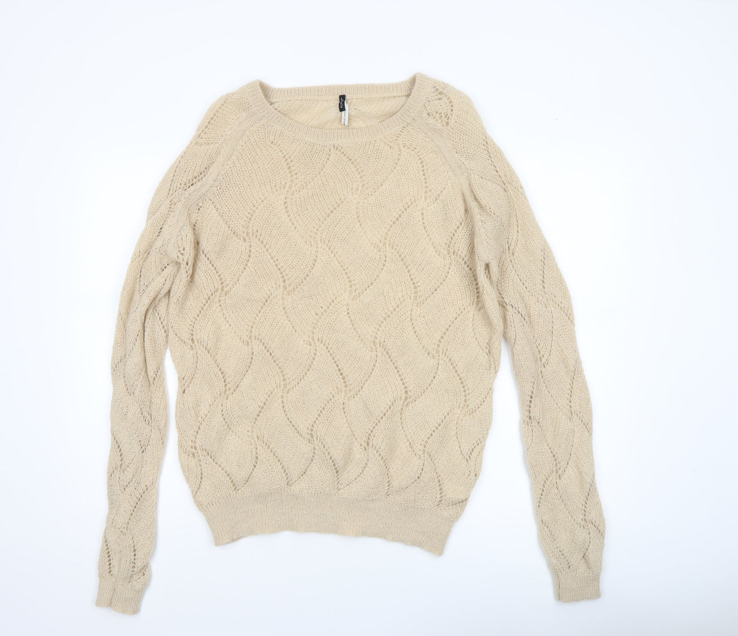 River Island Women’s Beige Mohair Blend Crew Neck Knit Jumper Size 12
