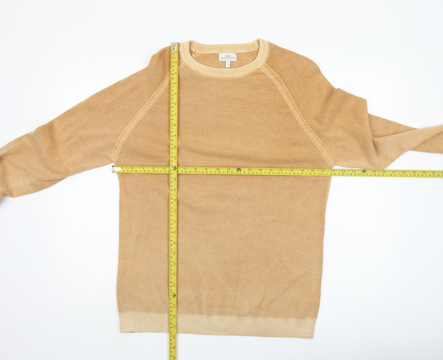 Next Men’s Beige Cotton Crew Neck Jumper Size M Regular Fit