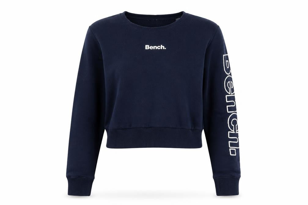 Bench Womens Navy Blue Logo Crew Neck Pullover Sweatshirt UK 8