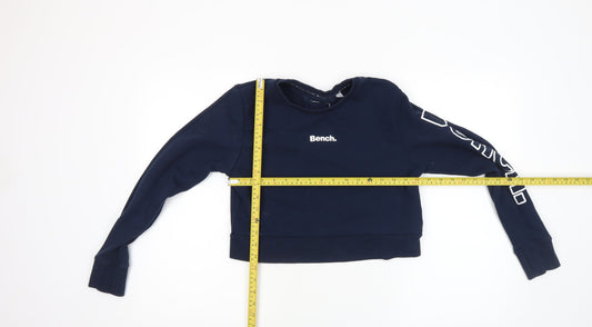 Bench Womens Navy Blue Logo Crew Neck Pullover Sweatshirt UK 8