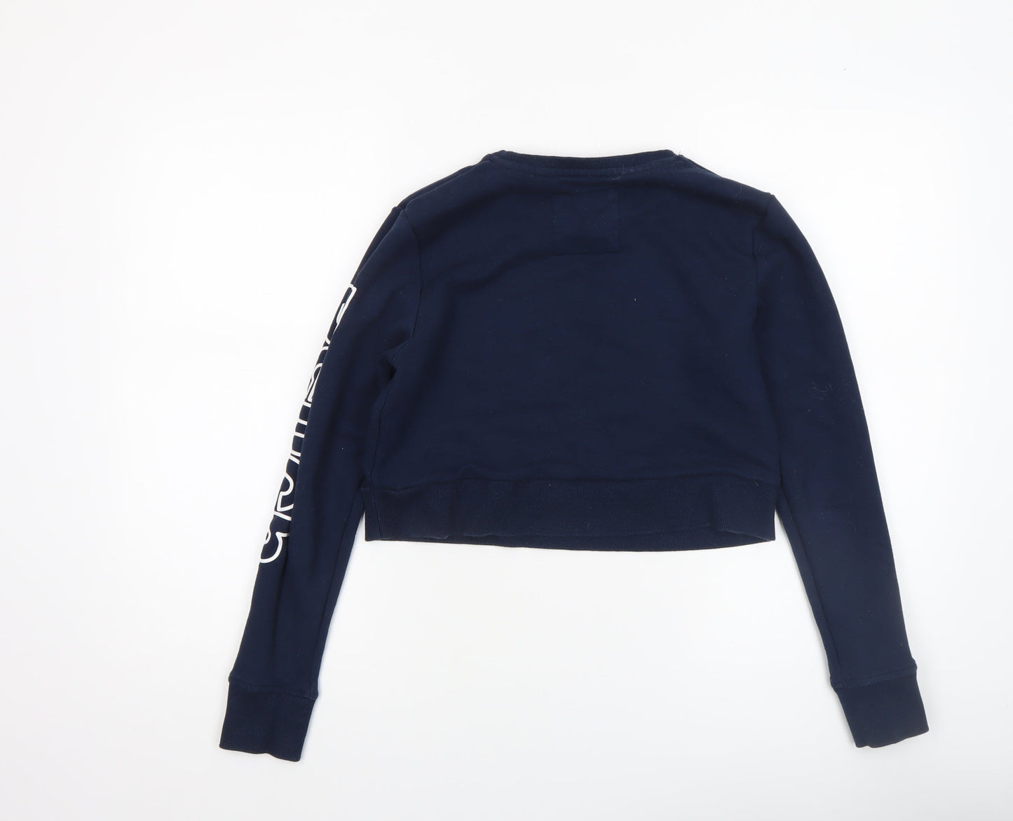 Bench Womens Navy Blue Logo Crew Neck Pullover Sweatshirt UK 8