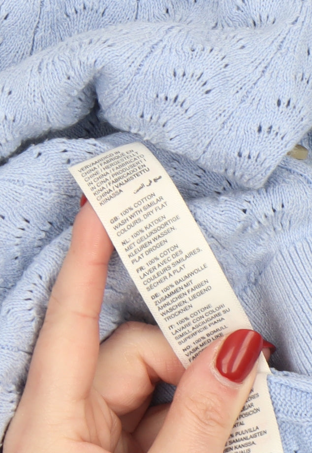 Fat Face Women’s Blue Cotton V-Neck Button Cardigan Size 10