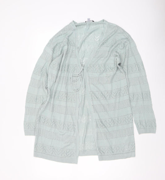 Dorothy Perkins Women Green Open-Knit Cardigan Size 14