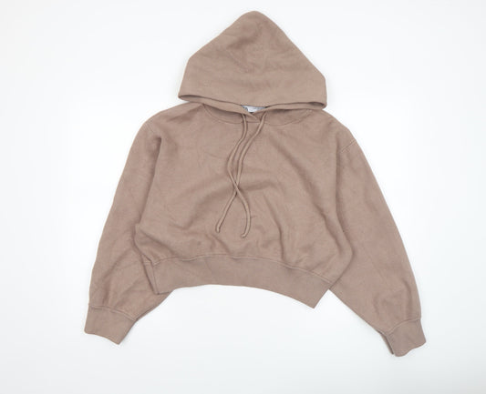 Zara Women Beige Hooded Pullover Jumper XL Relaxed Fit Knitwear