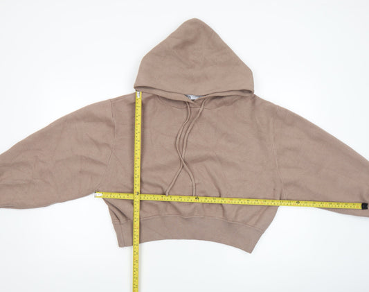Zara Women Beige Hooded Pullover Jumper XL Relaxed Fit Knitwear