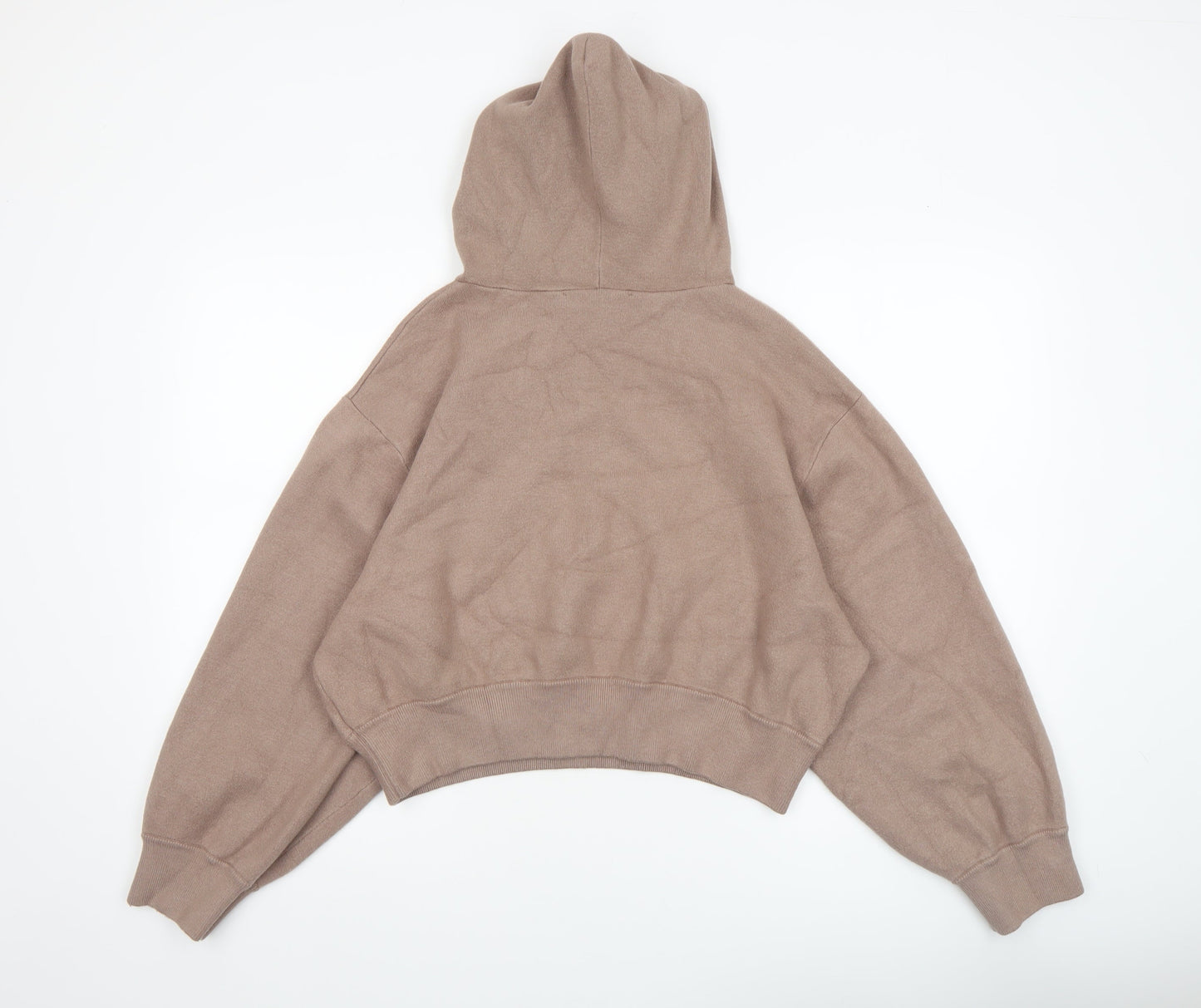 Zara Women Beige Hooded Pullover Jumper XL Relaxed Fit Knitwear