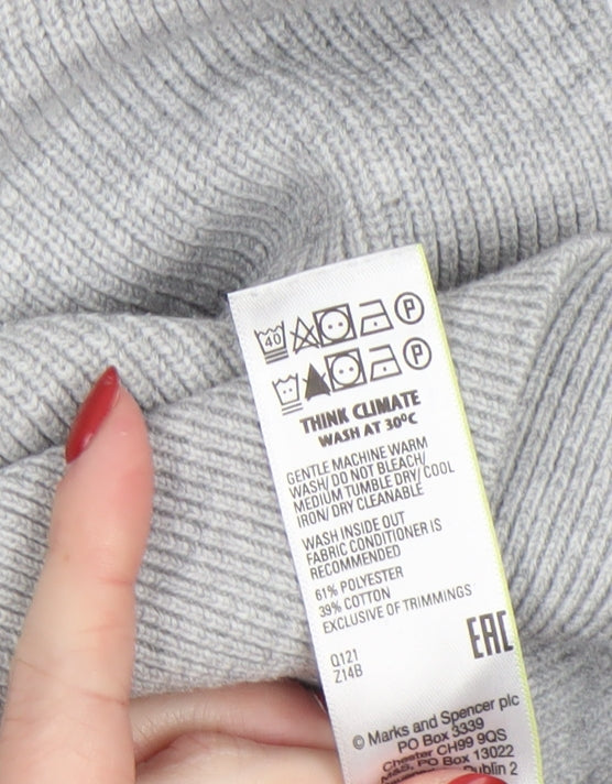 Marks and Spencer Men Grey High Neck 1/2 Zip Jumper 2XL Regular Fit