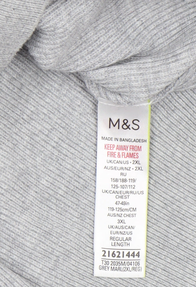 Marks and Spencer Men Grey High Neck 1/2 Zip Jumper 2XL Regular Fit