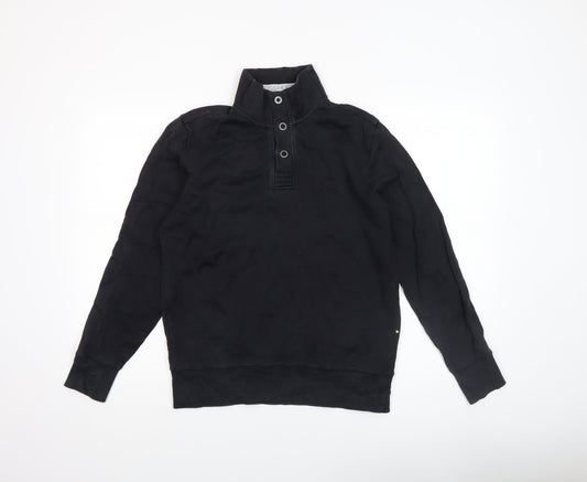 Hugo Boss Men's Black Henley Sweatshirt Size S High Neck Cotton