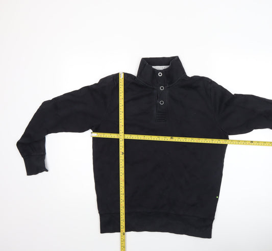 Hugo Boss Men's Black Henley Sweatshirt Size S High Neck Cotton