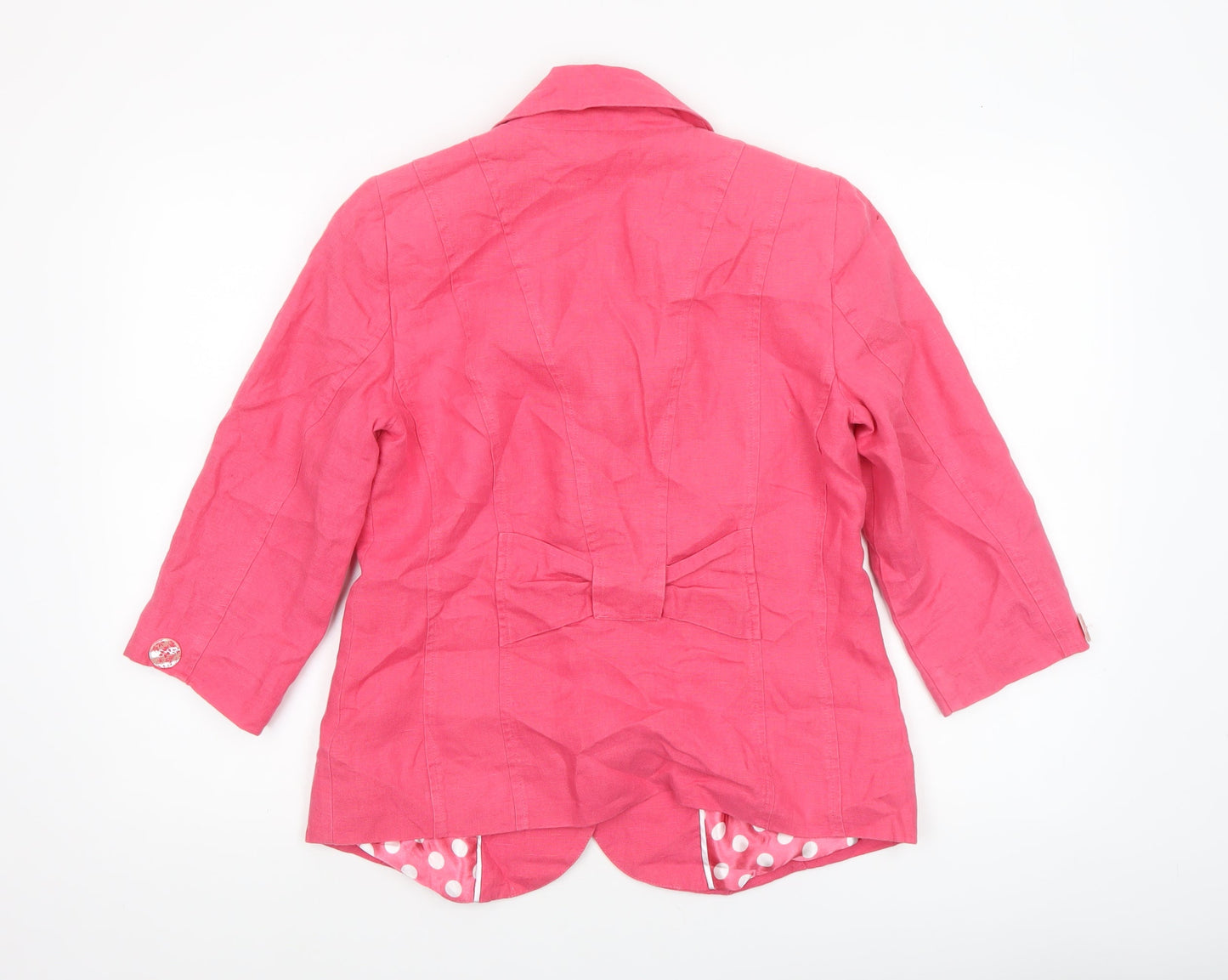 Marks and Spencer Per Una Pink Linen Blazer Women Size 12 3/4 Sleeve