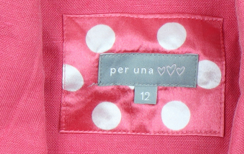 Marks and Spencer Per Una Pink Linen Blazer Women Size 12 3/4 Sleeve