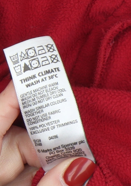 Marks and Spencer Womens Red Fleece Full Zip Jacket Size 18