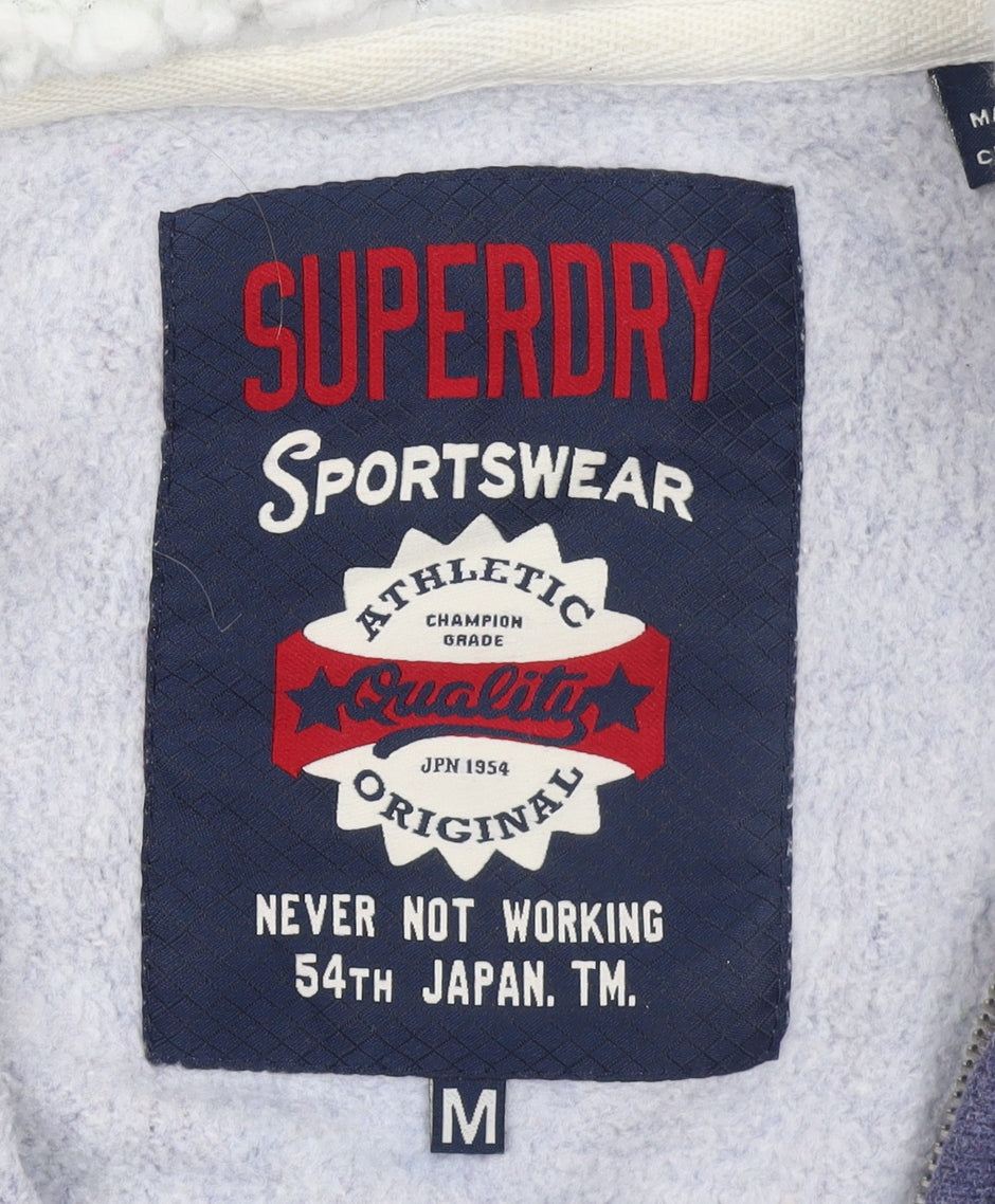 Superdry Women's Blue Full Zip Hoodie Medium Fleece Lined Casual