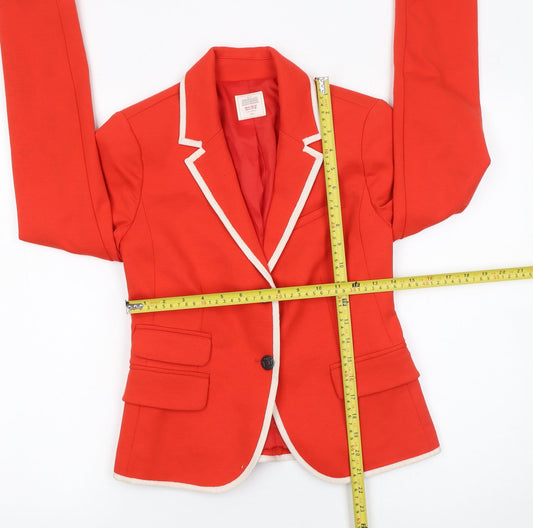 Gap Women Red Modern Blazer UK 4 Single-Breasted Tailored Jacket