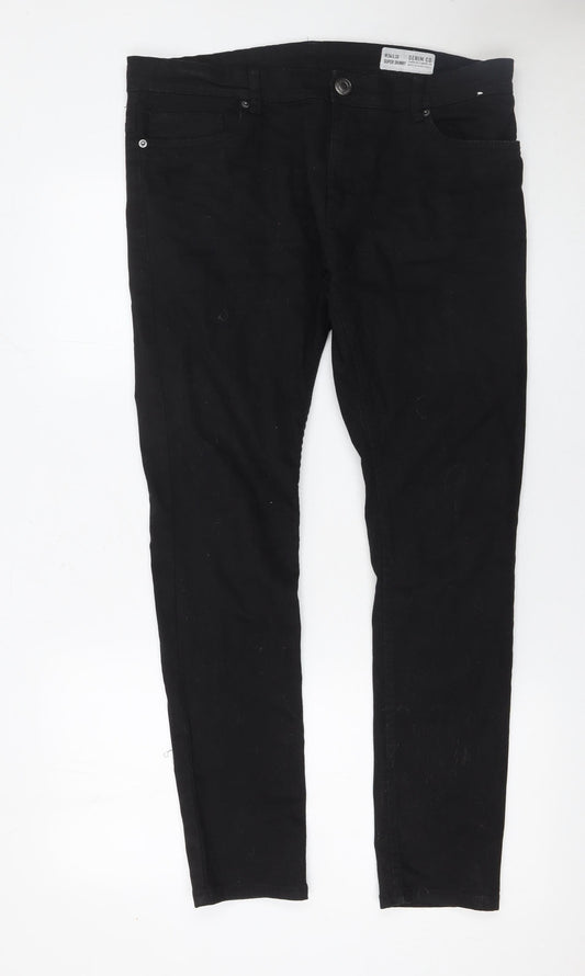 Denim Co Men's Black Super Skinny Jeans 34W 30L Cotton Blend